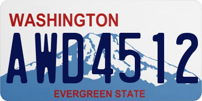 WA license plate AWD4512