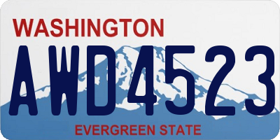 WA license plate AWD4523