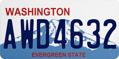 WA license plate AWD4632