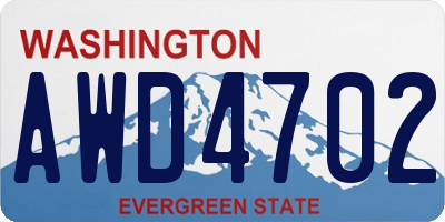 WA license plate AWD4702