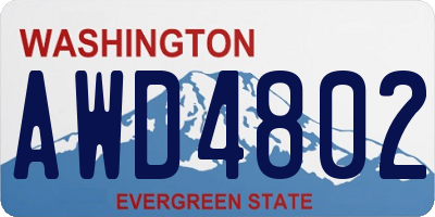 WA license plate AWD4802