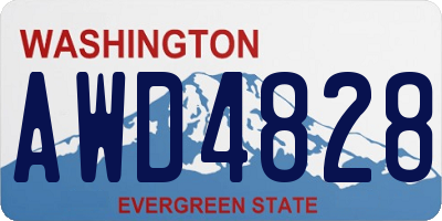 WA license plate AWD4828