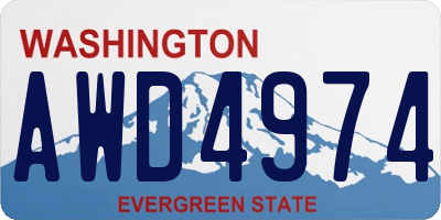 WA license plate AWD4974