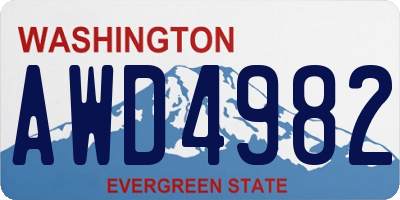 WA license plate AWD4982