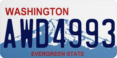 WA license plate AWD4993