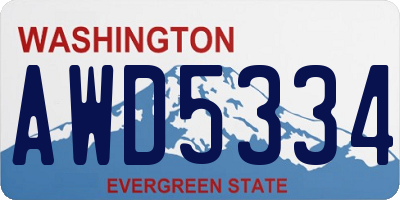 WA license plate AWD5334