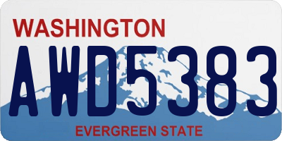 WA license plate AWD5383