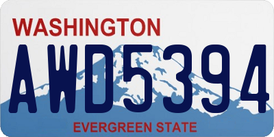 WA license plate AWD5394