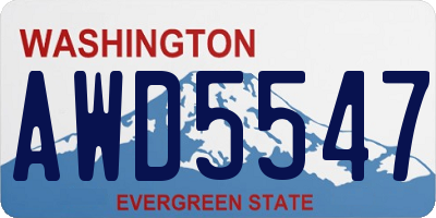 WA license plate AWD5547