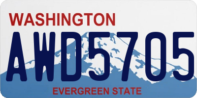 WA license plate AWD5705