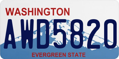 WA license plate AWD5820