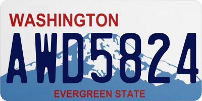 WA license plate AWD5824