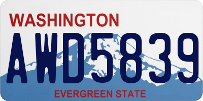 WA license plate AWD5839