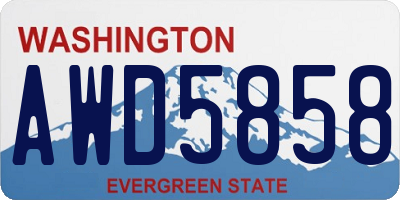 WA license plate AWD5858