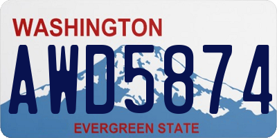 WA license plate AWD5874