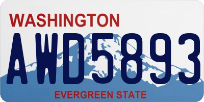 WA license plate AWD5893
