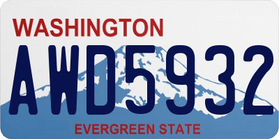 WA license plate AWD5932