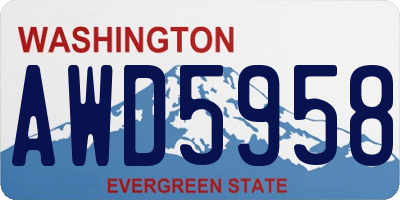 WA license plate AWD5958