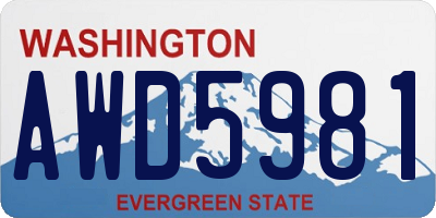 WA license plate AWD5981