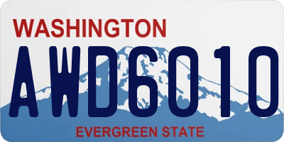 WA license plate AWD6010