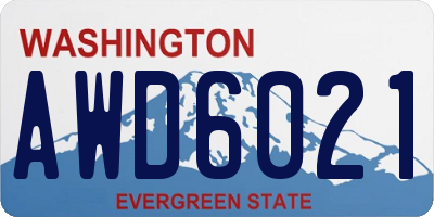 WA license plate AWD6021