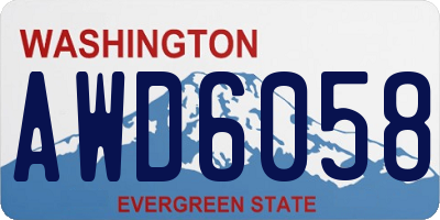 WA license plate AWD6058