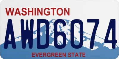 WA license plate AWD6074