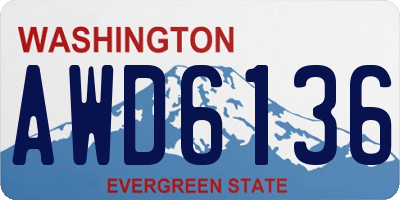 WA license plate AWD6136