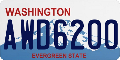WA license plate AWD6200