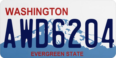 WA license plate AWD6204