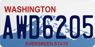 WA license plate AWD6205