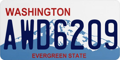 WA license plate AWD6209
