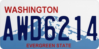 WA license plate AWD6214