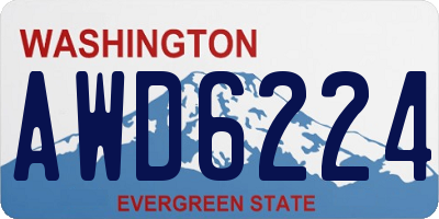 WA license plate AWD6224