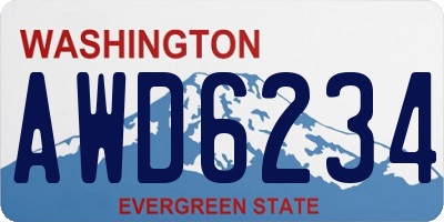 WA license plate AWD6234