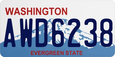 WA license plate AWD6238