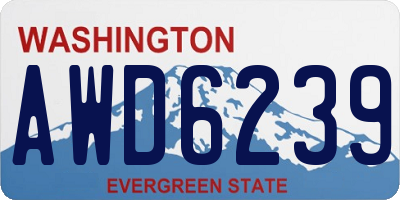 WA license plate AWD6239