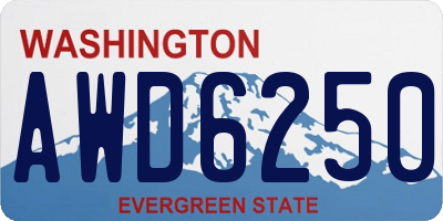 WA license plate AWD6250