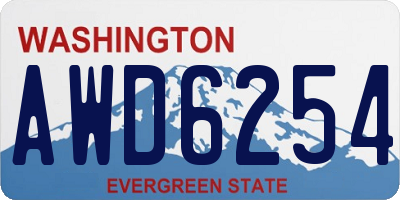 WA license plate AWD6254