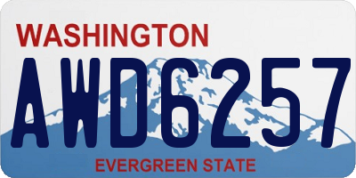 WA license plate AWD6257