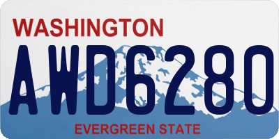 WA license plate AWD6280