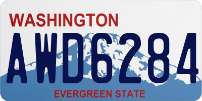 WA license plate AWD6284