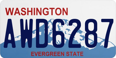 WA license plate AWD6287