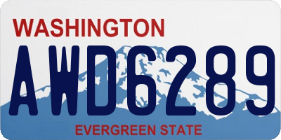 WA license plate AWD6289