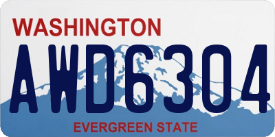 WA license plate AWD6304