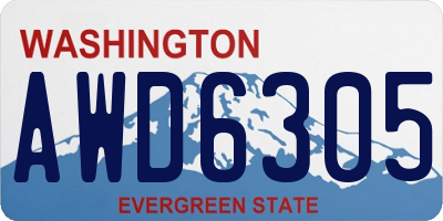 WA license plate AWD6305