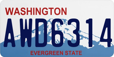 WA license plate AWD6314