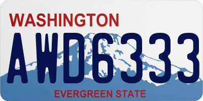 WA license plate AWD6333