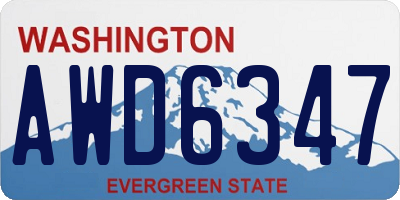 WA license plate AWD6347