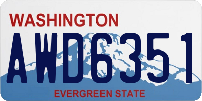 WA license plate AWD6351